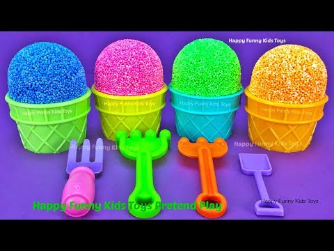 Play Foam Ice Cream Cups Surprise Eggs Shopkins Cuttie Cars Fingerlings Baby Monkey Toys