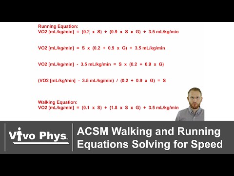 ACSM Walking and Running Equations Solving for Speed