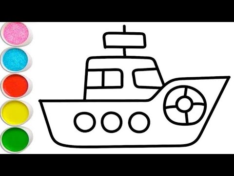 How to draw a cute boat | coloring,painting boat @Kiddysbox123