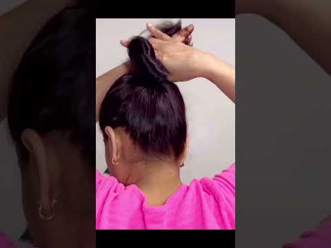 How to create voluminous bun hairstyle using scrunchie #gulabisadi #hair #hairstyle #hair