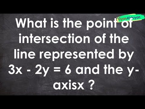 What is the point of intersection of the line represented by 3x - 2y = 6 and the y- axisx ?