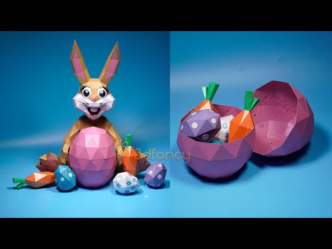 How to make a rabbit papercraft and easter eggs | Papercraft bunny - paper craft easter eggs