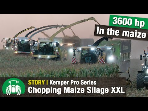 XXL maize harvest: 3600 hp | 5 forage harvesters | Kemper Pro series | Contractors | John Deere