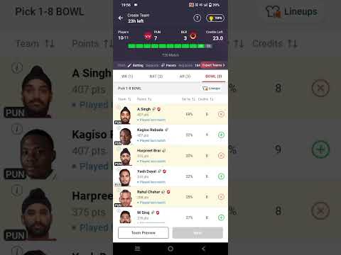 punjab vs bangalore dream11 team |punjab vs bangalore dream11 team | punjab vs bangalore dream11team