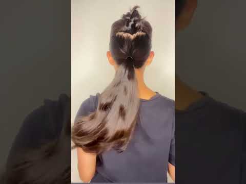 1 Min cute & easy ponytail and braid hairstyle tutorial #youtubeshorts #hairstyles