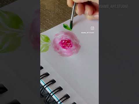 Paint a ROSE in 1 minute #flower #watercolor #bookmark #drawing #art #shorts #craft #trending