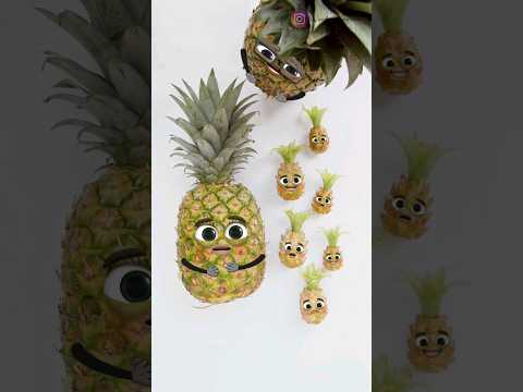 Pineapple C-Section - 5 BABIES & DAD FAINTED🤣 #fruitsurgery #food #foodsurgery