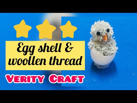 Very beautiful eggshell &woollen thread  verity craft#hand#woolencraft#yarn#eggshellcrafts#diyideas