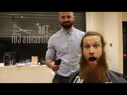 Cutting off Ed Carthy's 12 Month Beard and Man Bun