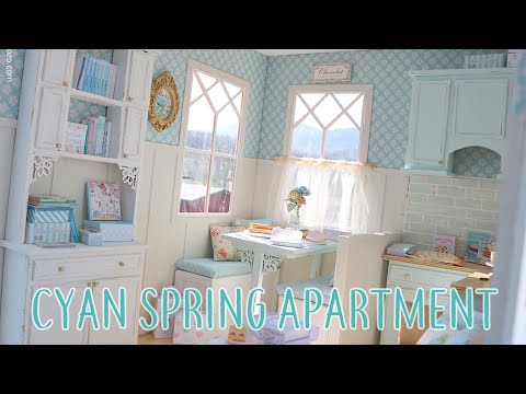 CYAN SPRING APARTMENT 1/6 scale handmade miniature dollhouse by Nerea Pozo (cake shop patisserie)