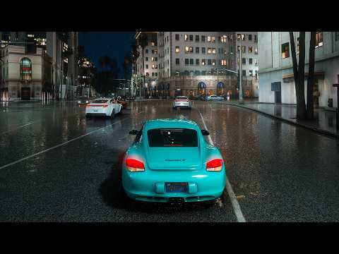 Rainy Night Drive in the Pfister Cayman S | Relaxing GTA 5 Driving | No Talking | No Commentary | 4K