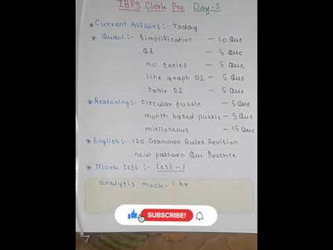 ibps clerk pre to-do list | day-5 | daily target 🎯 |today's tasks 📚 | banking | बैंकिंग | #shorts