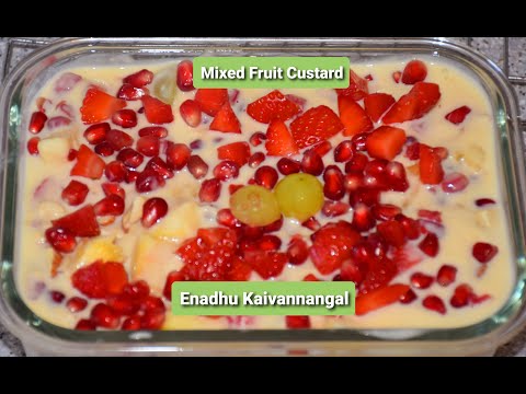 Healthy Mixed Fruit Custard Dessert in Tamil with English Subtitles | How to make fruit custard