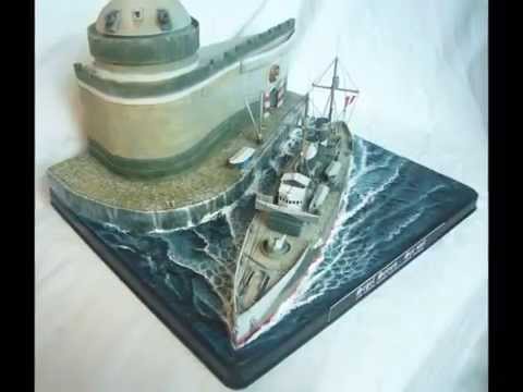 Scratch built a paper gunship diorama. 纸製海防艦模型情景製作全紀錄.