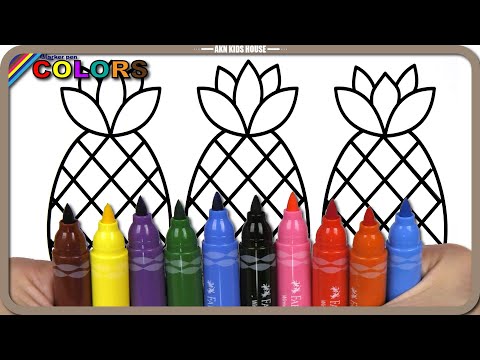 ( Fruits ) Pine Apple and Carrot Coloring Coloring - Painting  / Akn Kids House