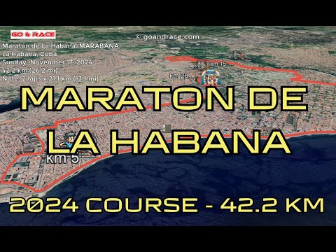 Maratón de La Habana-MARABANA (2024): fly over the marathon course! Video of the race path.