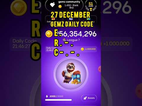 Today's Gemz daily code | gemz daily code 27-28 December  | 27-28 December gemz Combo cards