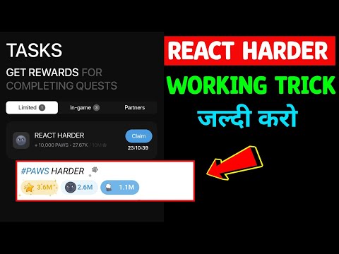 Paws New Task React Harder Complete Trick | REACT HARDER Paws Task | Mystery Task 10,000 Paws