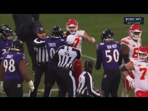 Travis Kelce & Roquan Smith GET HEATED! 🤬 Chiefs Vs Ravens 2024 AFC Championship highlights