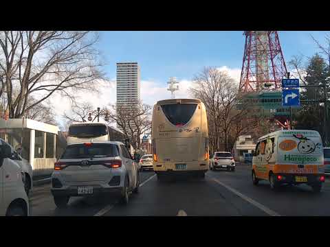 札幌市中央区大通西12丁目→さっぽろテレビ塔→札幌市中央区北1条東13丁目までダラダラとドライブ、2023年12月22日の状況　ノンカットでお楽しみください。