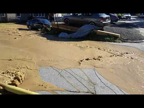 A water main broke at fire in Fitchburg, October 16, 2018