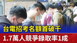 台電招考名額首破千 1.7萬人競爭錄取率1成