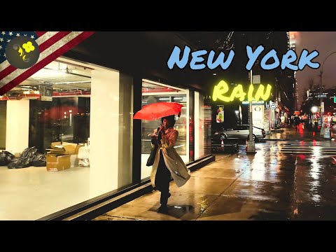 Rainy Walk in Chelsea, New York [4K] | Relaxing NYC Walking Tour with Umbrella Sounds