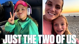 FLYING ON AN AIRPLANE WITH JUST JUST ONE KID | MOTHER DAUGHTER FLIGHT TO SAN DIEGO CALIFORNIA BEACH