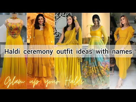 Haldi outfit ideas for girls women with name/Haldi function dress ideas for bride/Haldi dress design