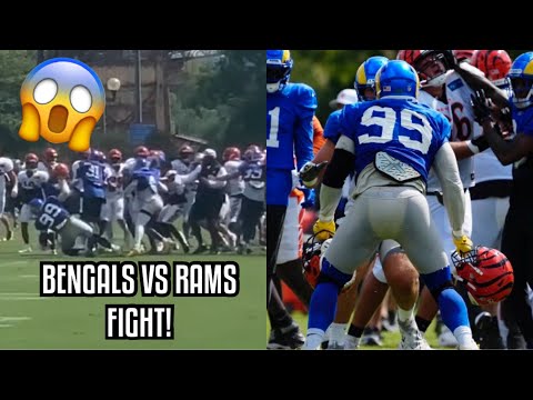 RAMS VS BENGALS FIGHT 🤬 Aaron Donald GOING FULL Myles Garrett, Hits Players With Helmet! 😳