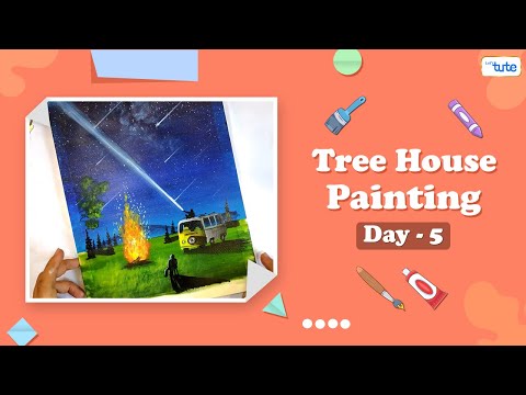 Exploring Color Palette for Tree House Gouache Painting | Day 5 | Letstute