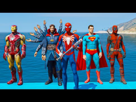 GTA 5 Spiderman vs Superhero's Ragdolls (Funny Moment) Ep 21