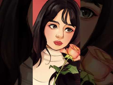 Pink Rose | Anime Portrait Speedpaint #shorts #art