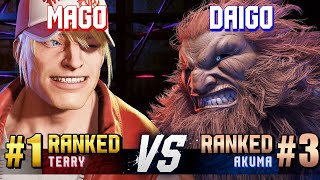 SF6 ▰ MAGO (#1 Ranked Terry) vs DAIGO (#3 Ranked Akuma) ▰ High Level Gameplay