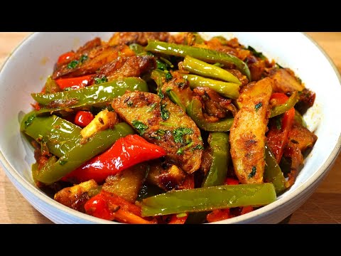 DELICIOUS POTATO CAPSICUM RECIPE (QUICK SIDE DISH) | Capsicum Aloo Sabji