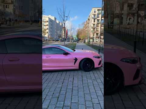 Beautiful pink BMW in Warsaw, Ukrainian numbers