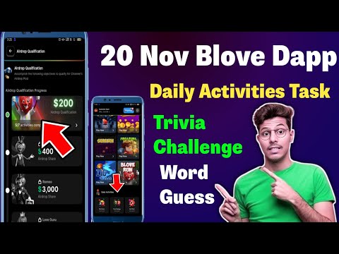 20 November Blove Dapp Daily Word Guess today & trivia challenge combo invest #blovedapp #wordguess