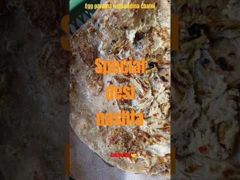 Desi egg mix paratha with podina chatni #viral #vlog #desi #food