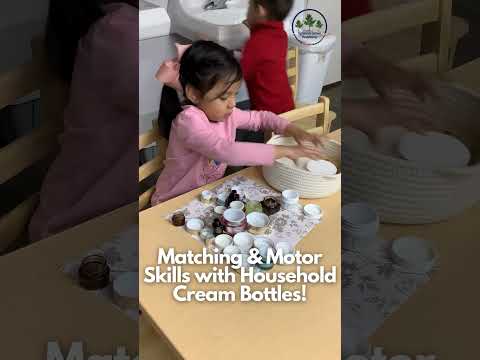 Matching and Motor Skills Montessori Activity with Cream Bottles