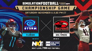 SFL Season 17, Championship: No. 2 Florida (12-2) @ No. 1 Baltimore (13-1)