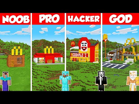 McDonald’s Build Battle Challenge - Noob vs Pro vs Hacker vs God - Minecraft Animation