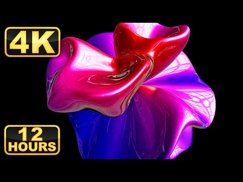 4K 12 Hours Relaxing Video for Calming! Abstract Colorful Form. Alloy Metal Liquid.