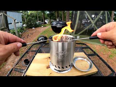 YEFU Tabletop Fire Pit , Low Smoke Camping Stove for Outdoor & Patio, Fueled by Pellets or Wood,