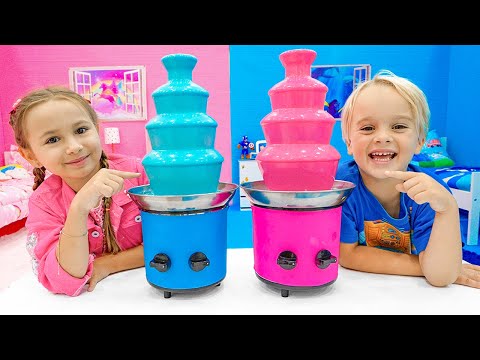 Chris and Nicole explore Pink vs Blue Rooms Challenge