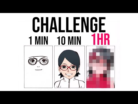 DESAFIO DE DESENHO/DRAWING CHALLENGE - 1 MIN | 10 MIN | 1HR - Sarada Uchiha