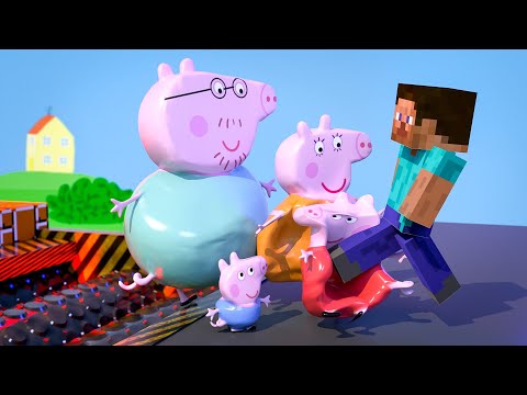 ➤ Peppa Pig Family VS Minecraft Steve! NOT FOR KIDS! 😝