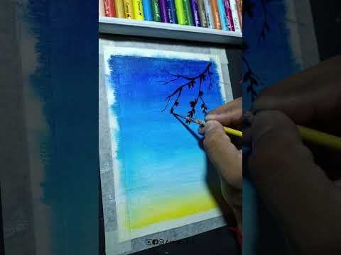 oil pastel drawing - the blue sky #oilpastel #creativeart #easydrawing #shorts #art #painting