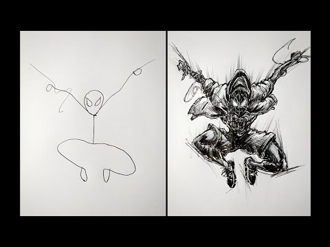 How to Draw SpiderMan | StickMan drawing | easy drawing