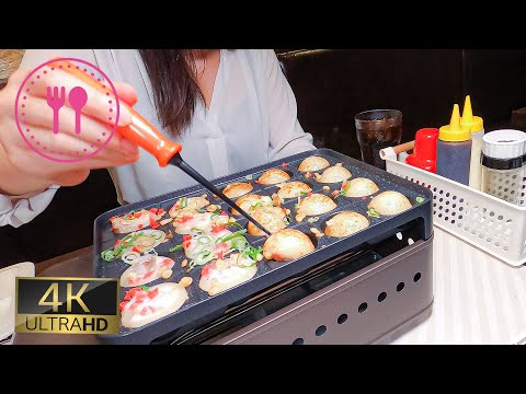 [ 4K ] HOW TO COOK TAKOYAKI BY YOURSELF / All-you-can-eat in Shibuya, Japan