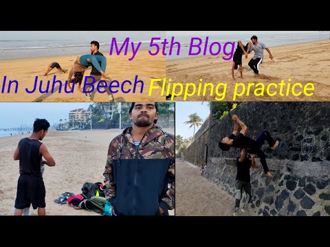 Gymnastic Practice In Mumbai Juhu जूहू बीच में फ्लिप अभ्यास। Flip Practice in juhu beach 👌🤗